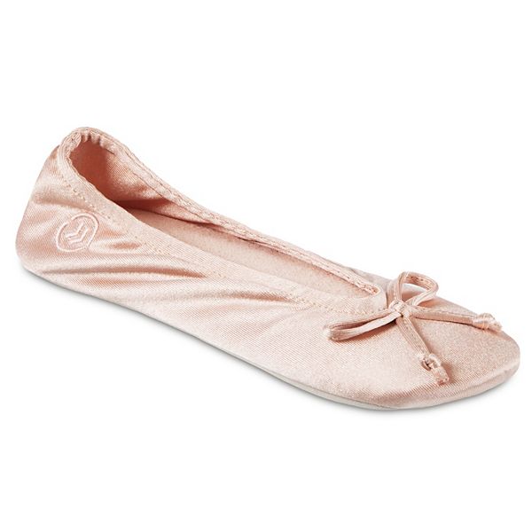 isotoner Satin Women's Ballerina Slippers - Evening Sand (X-LARGE)