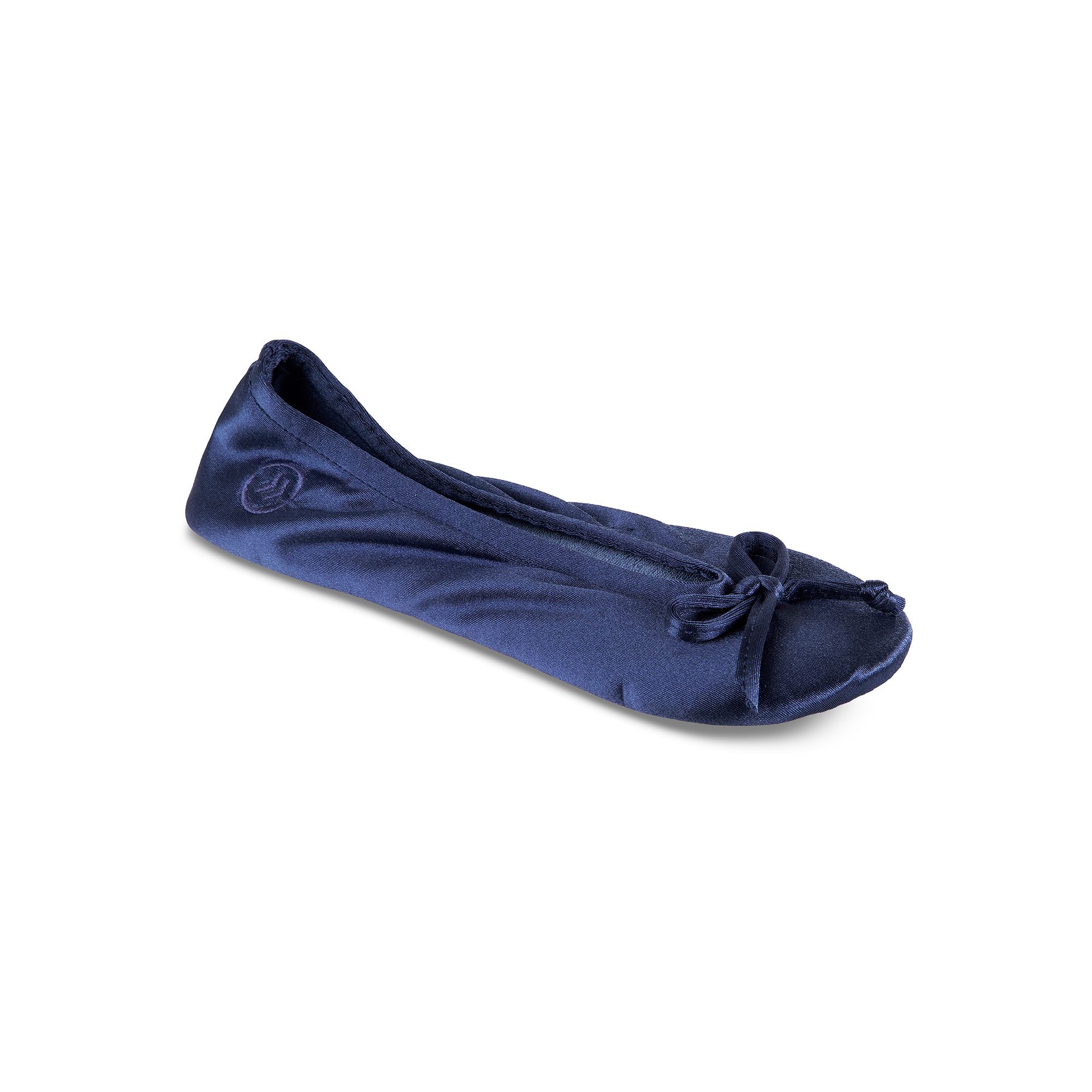 isotoner Satin Womens Ballerina Slippers, Size: Small, Navy Blue