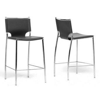 Baxton Studio 2 pc Montclare Leather Modern Counter Stool Set