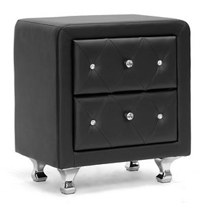 Baxton Studio Stella Crystal Tufted Upholstered Modern Nightstand