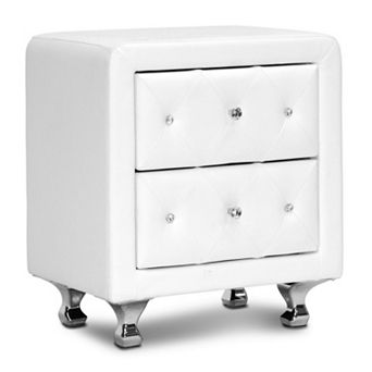 Baxton Studio Stella Crystal Tufted Upholstered Modern Nightstand