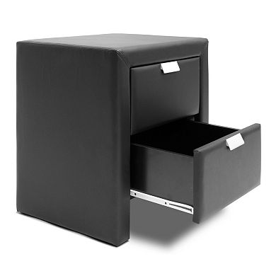 Baxton Studio Frey Upholstered Modern Nightstand