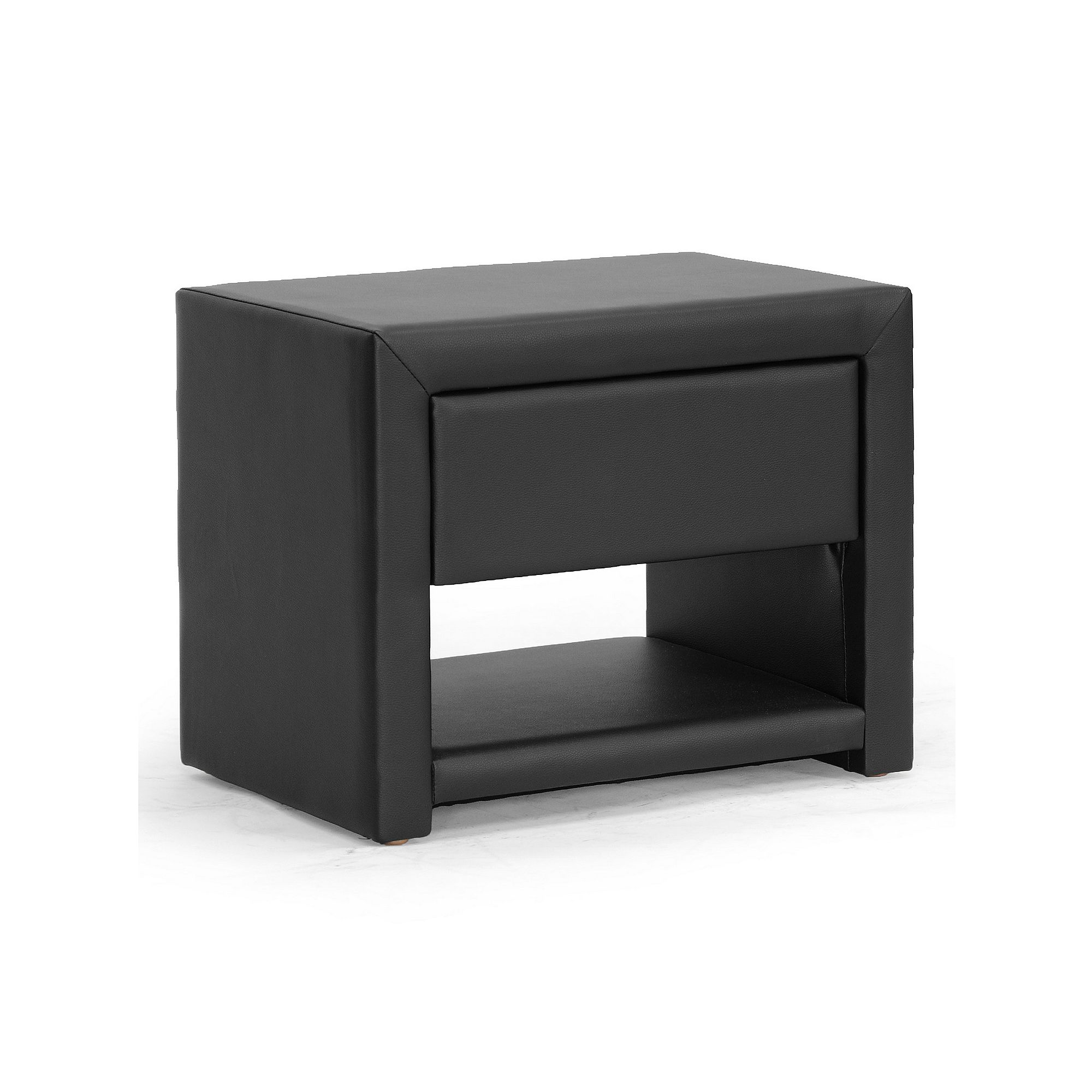 Baxton Studio Massey Upholstered Modern Nightstand, Black