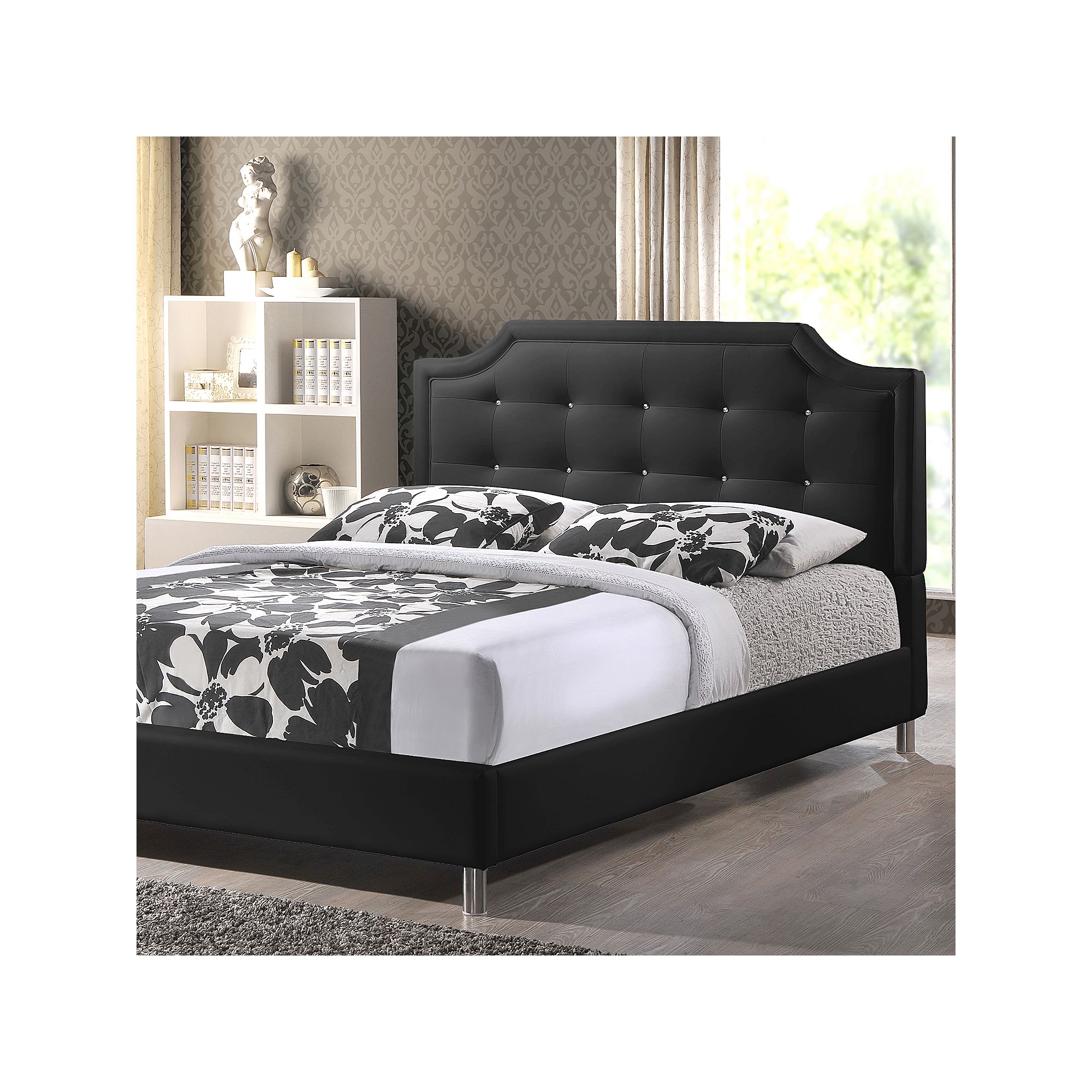 Baxton Studio Carlotta Upholstered Modern Bed, Black