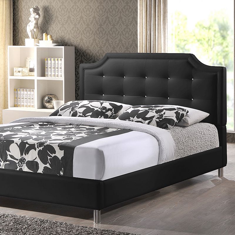 Baxton Studio Carlotta Upholstered Modern Bed, Black, King
