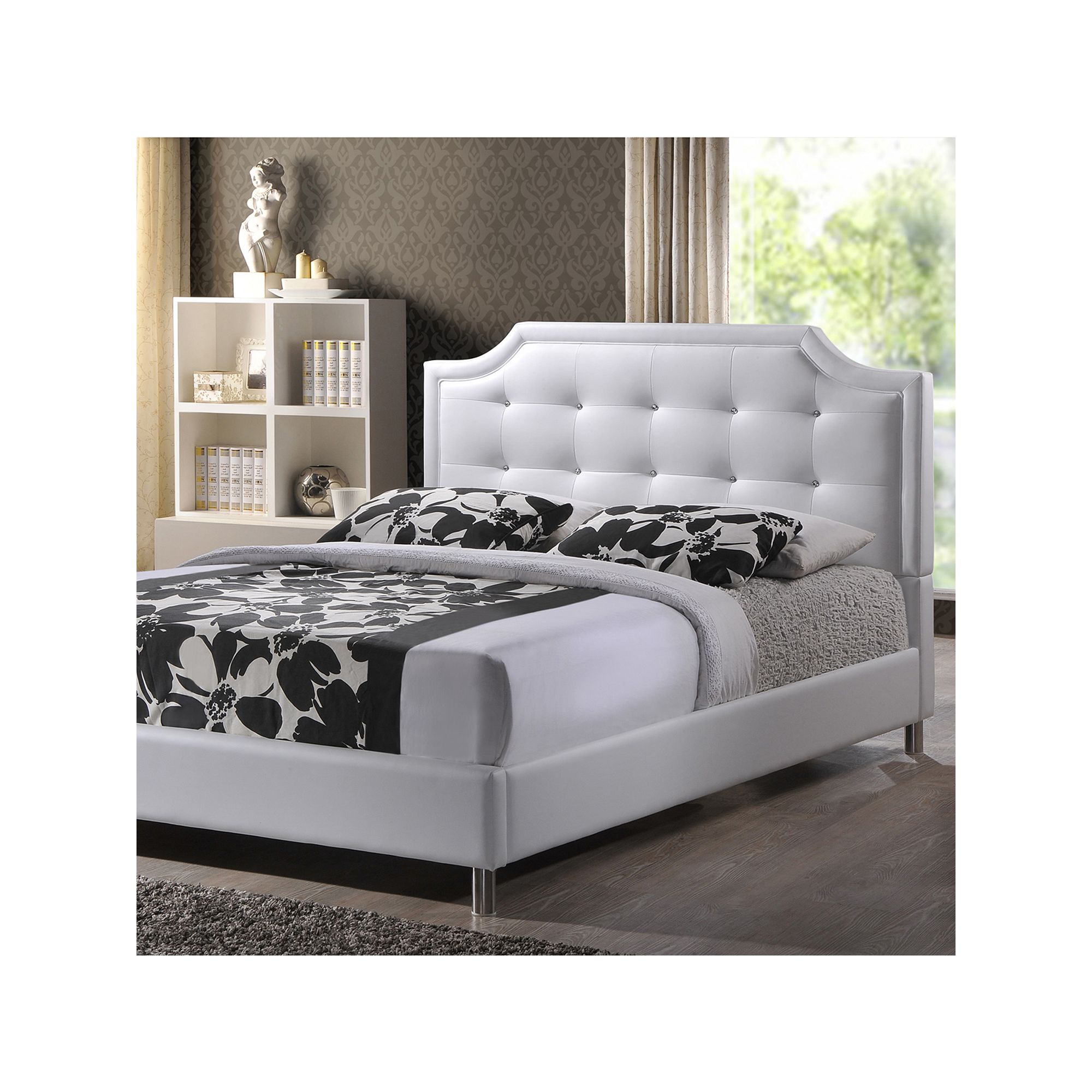 Baxton Studio Carlotta Upholstered Modern Bed, White