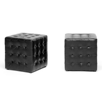 Baxton Studio 2 pc Siskal Modern Cube Ottoman Set