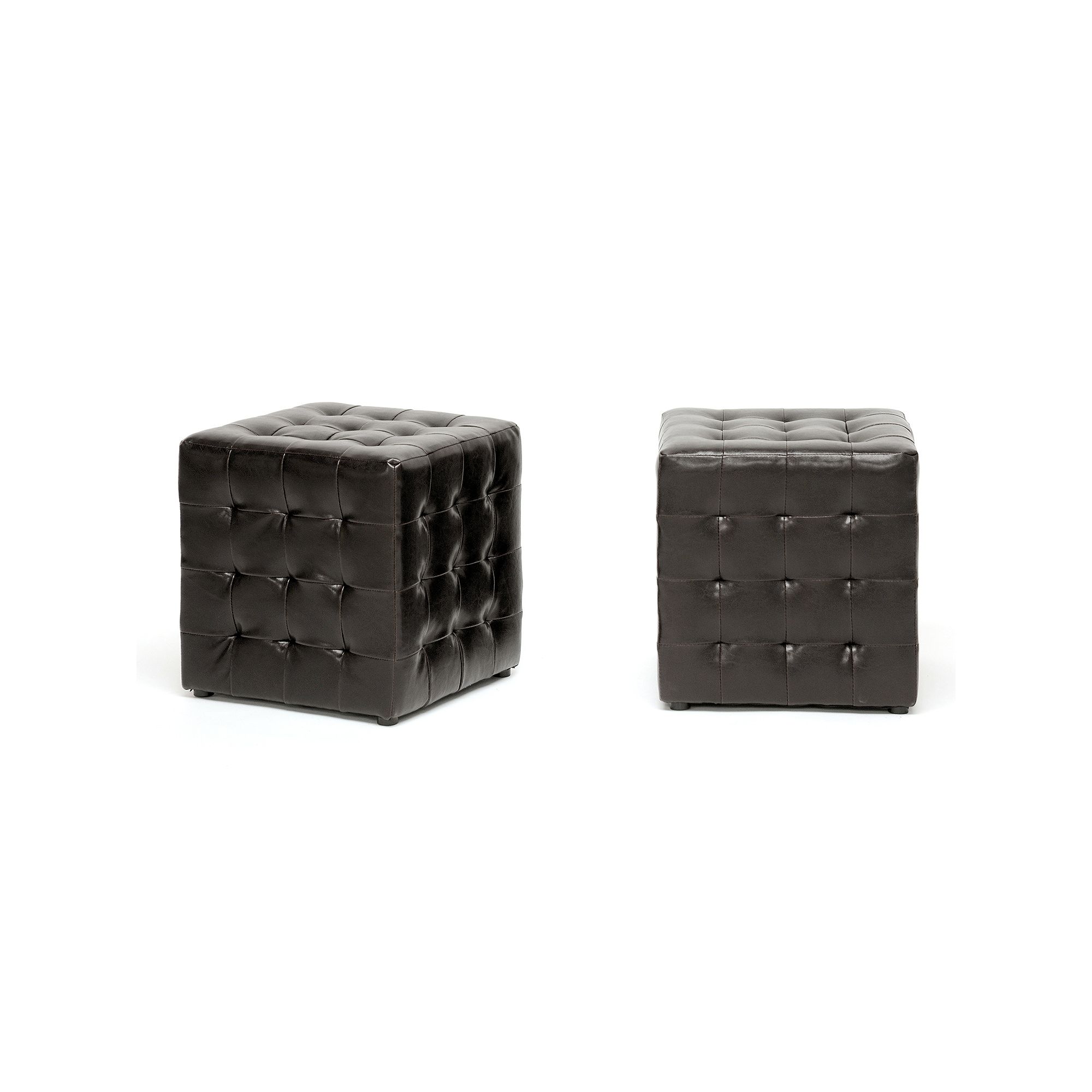 Baxton Studio 2-Piece Siskal Modern Cube Ottoman Set, Dark Brown