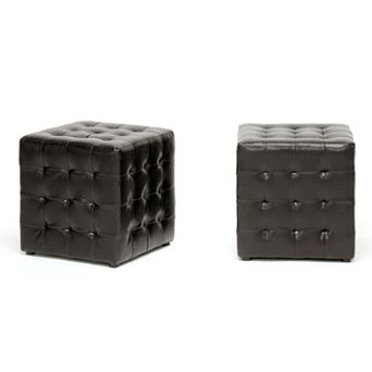Baxton Studio 2 pc Siskal Modern Cube Ottoman Set