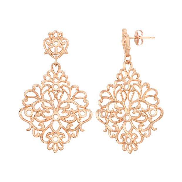 Gold filigree clearance drop earrings