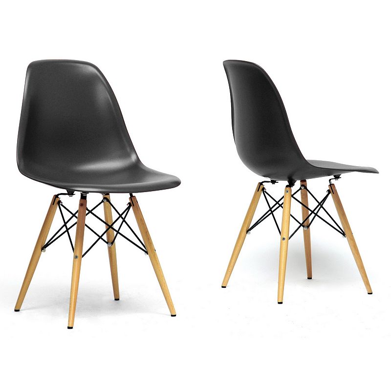 Baxton Studio 2-Piece Azzo Modern Shell Chair Set, Black