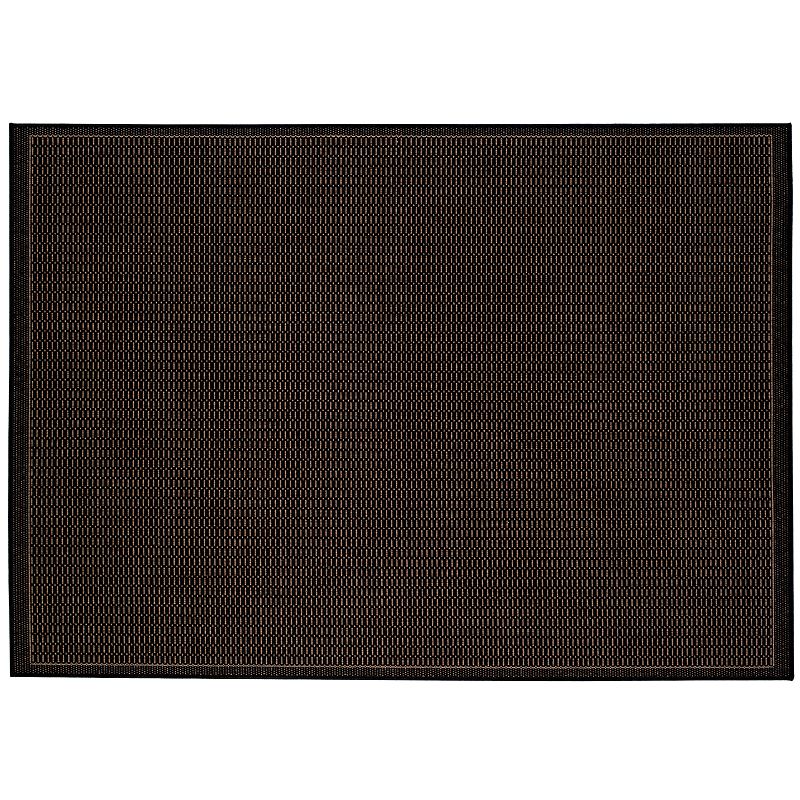 Couristan Saddle Stitch Indoor Outdoor Rug, Black, 7.5Ft Rnd