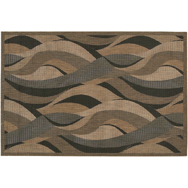 Couristan Seagrass Wave Indoor Outdoor Rug, Beig/Green, 5X7.5 Ft