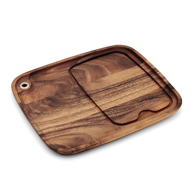 Ironwood Gourmet Fort Worth Steak Plate with Juice Channel  Acacia Wood