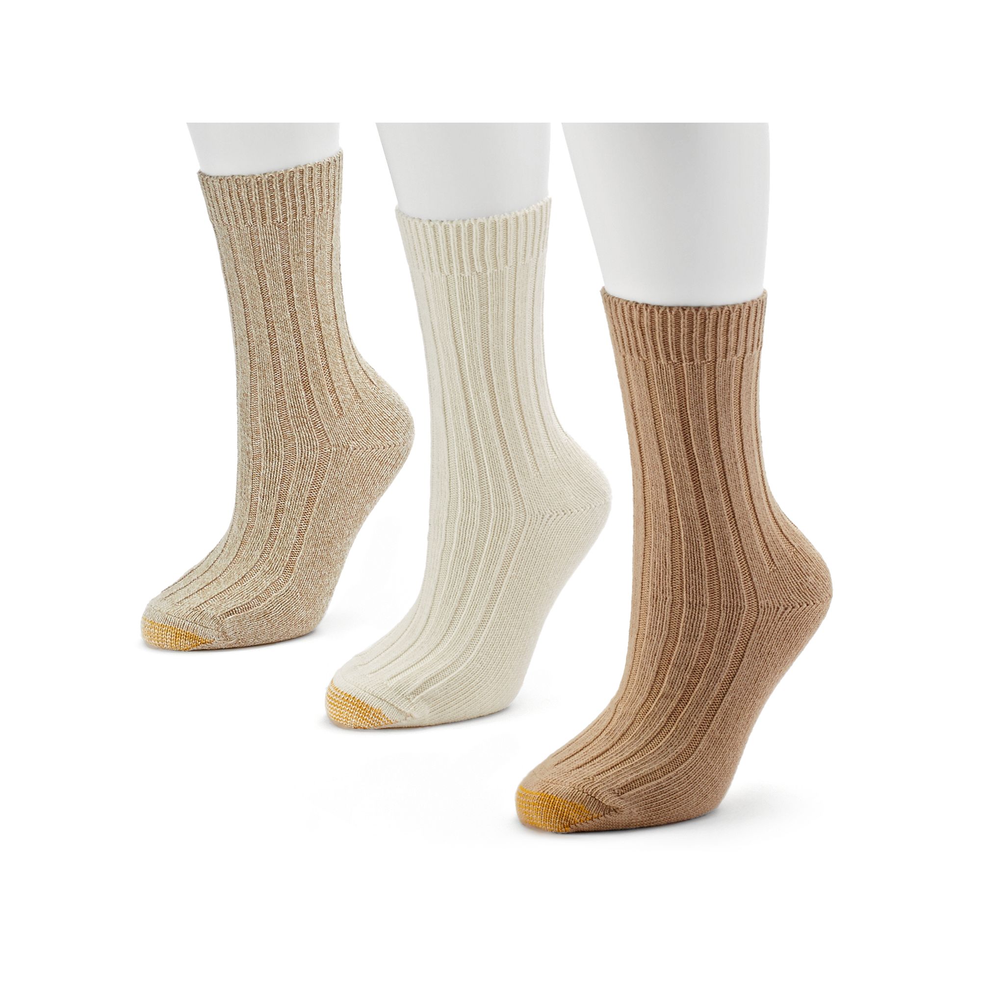 Womens GOLDTOE® 3-pack Weekender Crew Socks, Size: 9-11, Oatmeal