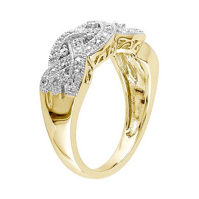Stella Grace 1/8 Carat T.W. Diamond Rhodium-Plated Sterling Silver Scalloped Woven Ring