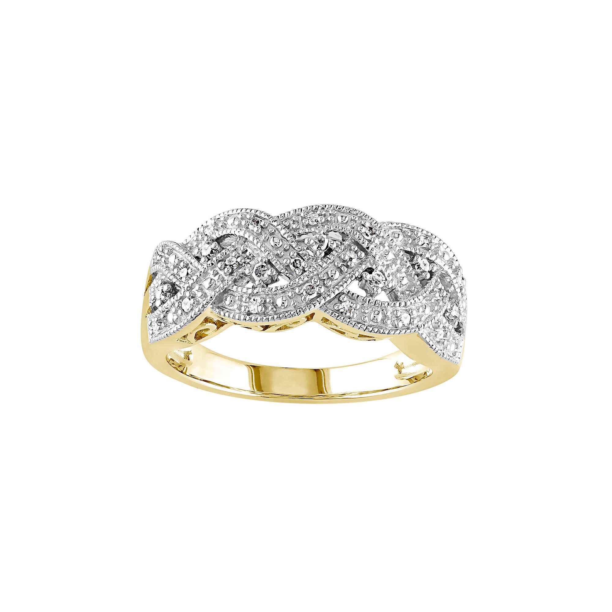 Stella Grace 1/8 Carat T.W. Diamond Rhodium-Plated Sterling Silver Scallope