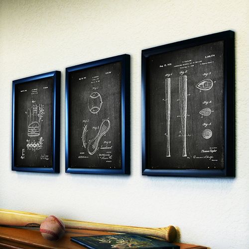 ''Baseball'' 3piece Framed Wall Art Set