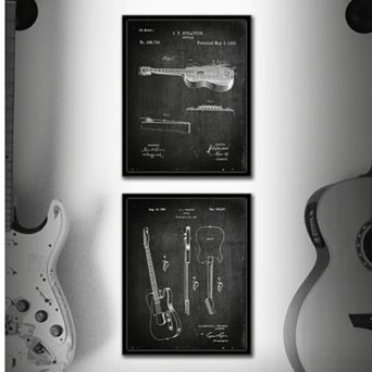 ''Guitar'' 2 pc Framed Wall Art Set