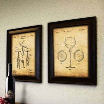 ''Wine'' 2 pc Framed Wall Art