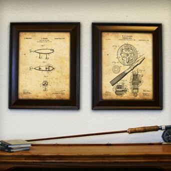 ''Fishing'' 2 pc Framed Wall Art Set