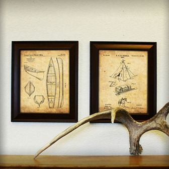 ''Camping'' 2 pc Framed Wall Art Set