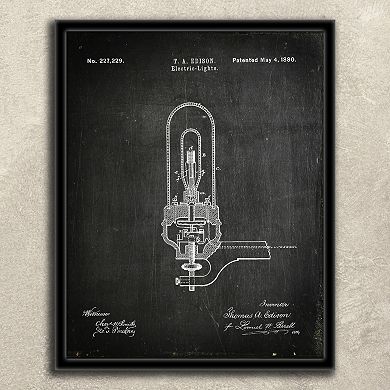 ''Edison Bulb and Cycle'' 2-piece Framed Wall Art Set