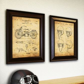 ''Motorcycle Bikers'' 2 pc Wall Art Set