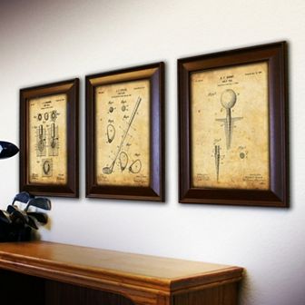 ''Golf'' 3 pc Framed Wall Art Set