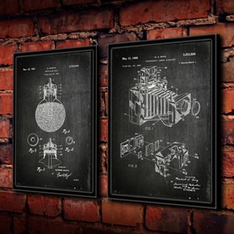 ''Camera Photographer'' 2 pc Framed Wall Art Set