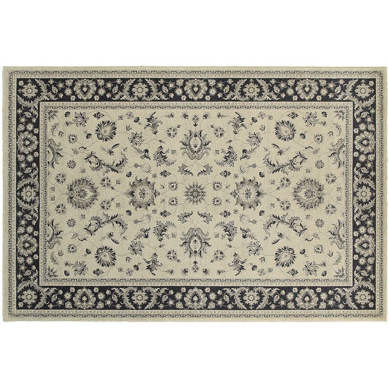 StyleHaven Chesapeake Bordered Persian Rug, Lt Beige, 5X7.5 Ft