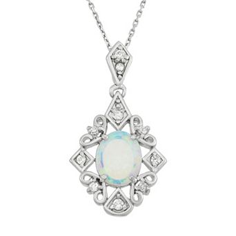 Nautica Rocks Lab-Created Opal & Cubic Zirconia Sterling Silver Filigree Pendant Necklace