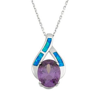Nautica Rocks Cubic Zirconia & Lab-Created Blue Opal Sterling Silver Teardrop Pendant Necklace