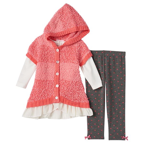Little Lass Baby Girl Chenille Sweater Vest & Leggings Set
