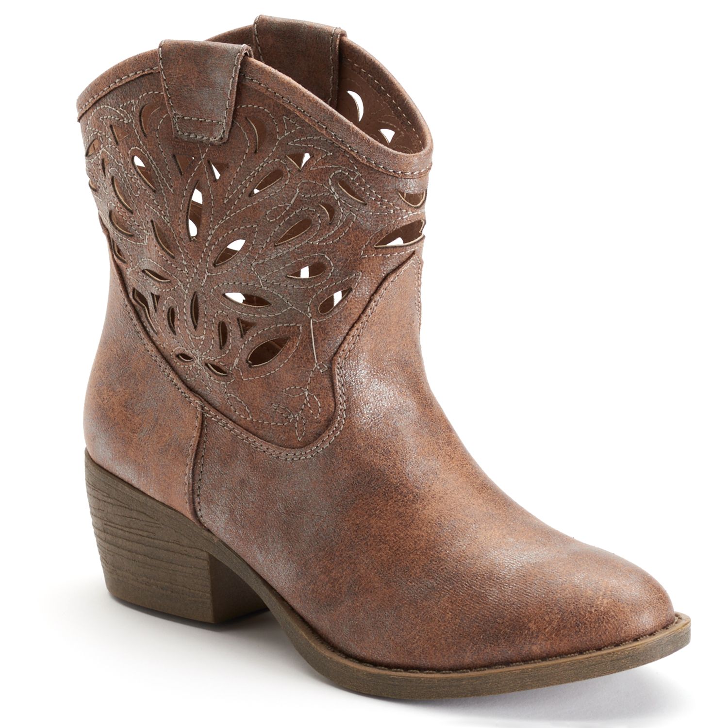 cut out western ankle boots