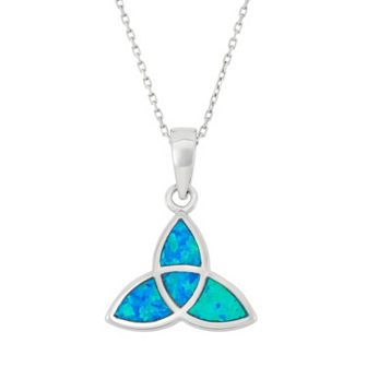 Nautica Rocks Lab-Created Blue Opal Sterling Silver Celtic Knot Pendant Necklace