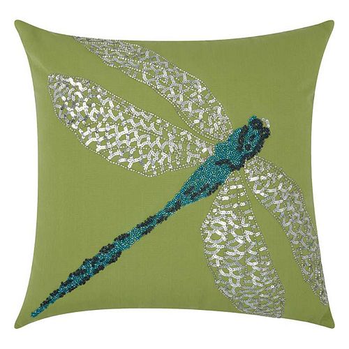 Mina Victory Beaded Dragonfly Outdoor Throw Pillow