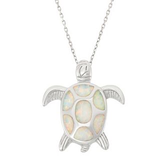 Nautica Rocks Lab-Created Opal Sterling Silver Turtle Pendant Necklace