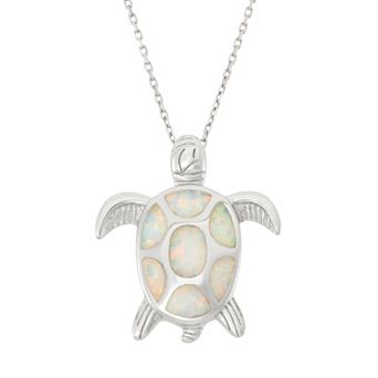 Nautica Rocks Lab-Created Opal Sterling Silver Turtle Pendant Necklace