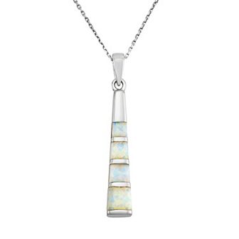 Nautica Rocks Lab-Created Opal Sterling Silver Stick Pendant Necklace