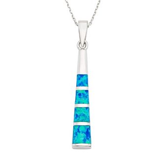 Nautica Rocks Lab-Created Blue Opal Sterling Silver Stick Pendant Necklace