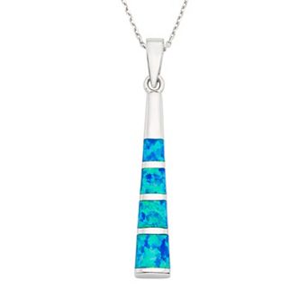 Nautica Rocks Lab-Created Blue Opal Sterling Silver Stick Pendant Necklace
