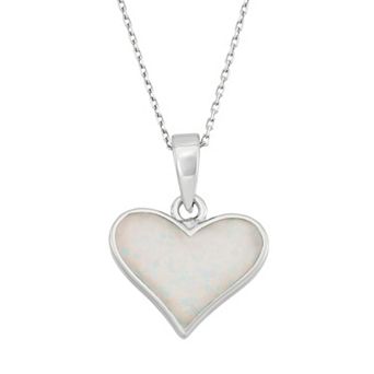 Nautica Rocks Lab-Created Opal Sterling Silver Heart Pendant Necklace