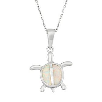 Nautica Rocks Lab-Created Opal Sterling Silver Turtle Pendant Necklace