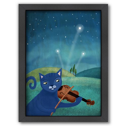 Americanflat Cat Playing Violin Framed Wall Art