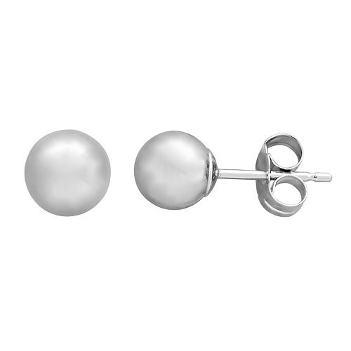 Everlasting Gold 14k White Gold Ball Stud Earrings