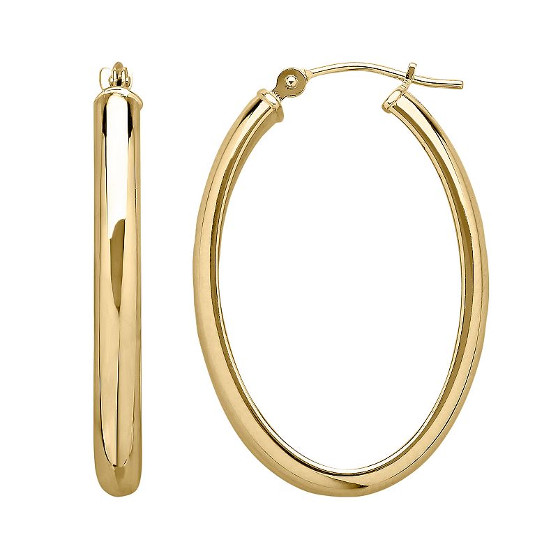 Everlasting Gold 14k Gold Oval Hoop Earrings, Womens