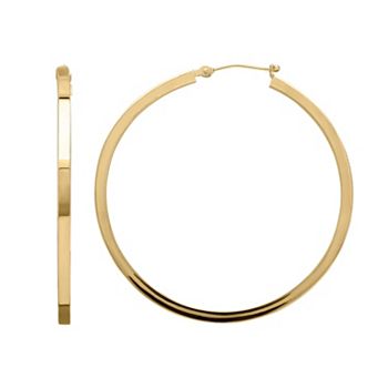 gold hoop everlasting 14k earrings square