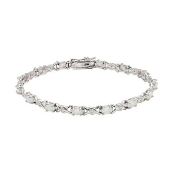Nautica Rocks Lab-Created Opal & Cubic Zirconia Sterling Silver XO Bracelet