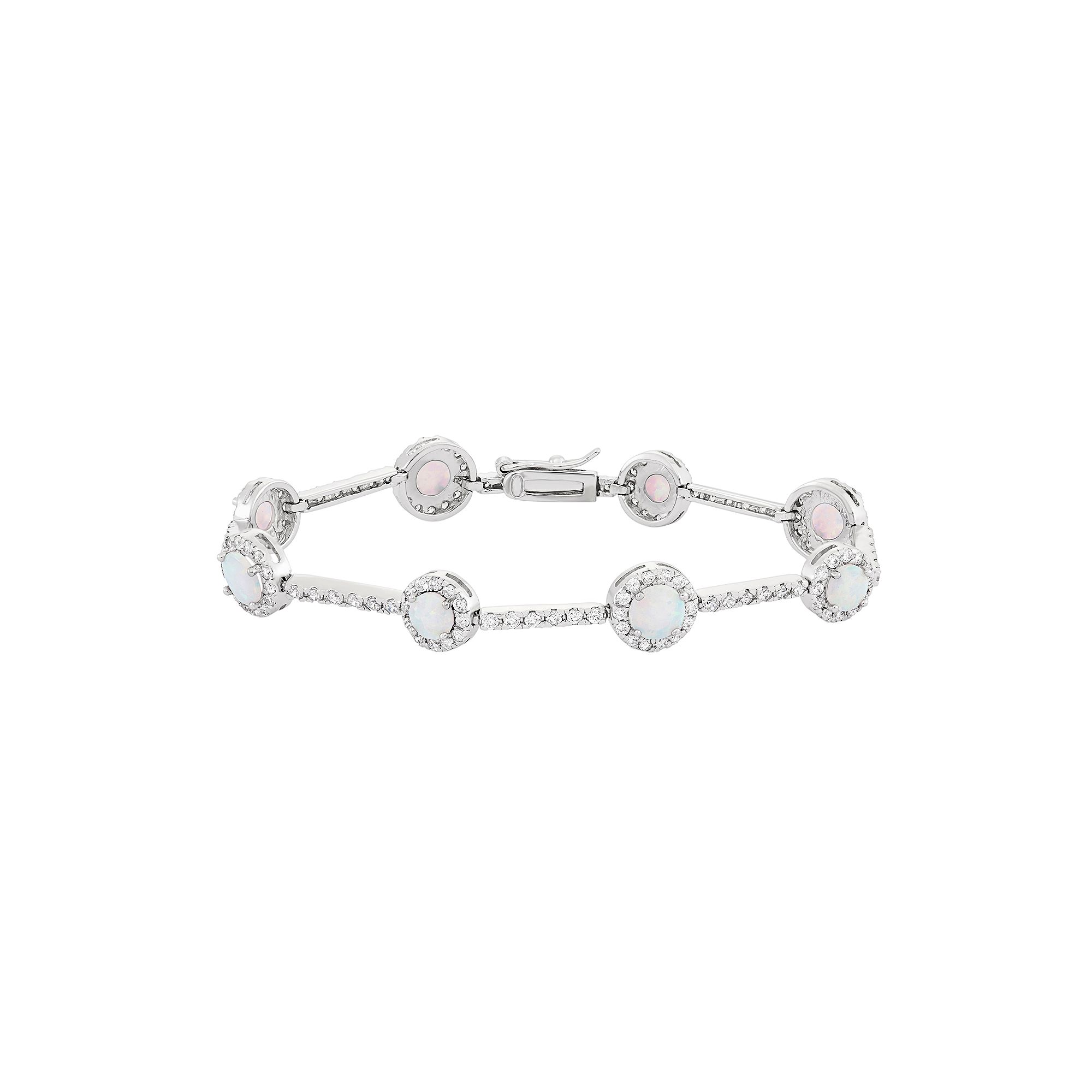 Lab-Created Opal & Cubic Zirconia Sterling Silver Station Bracelet, Women